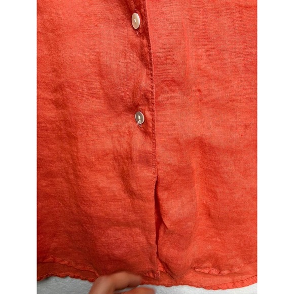 Banana Republic Womens Orange 100% Irish Linen Button Down Shirt Size S - Picture 6 of 9